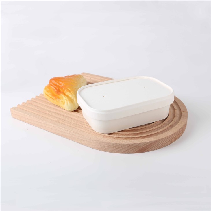 White Rectangle Disposable Paper Salad Bowl