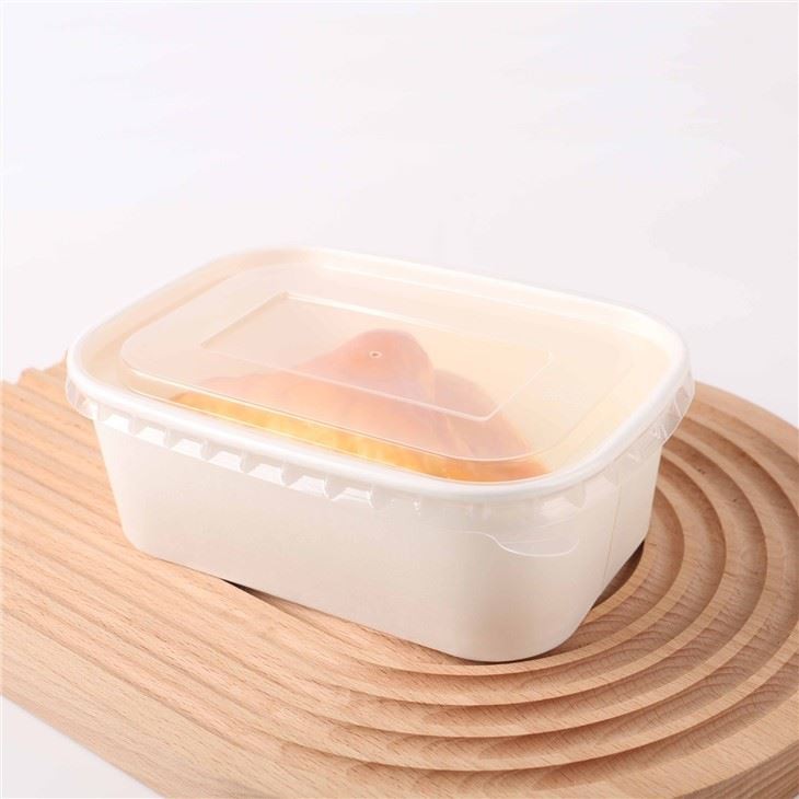 White Rectangle Disposable Paper Salad Bowl