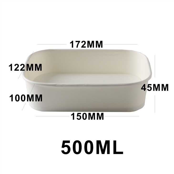 White Rectangle Disposable Paper Salad Bowl