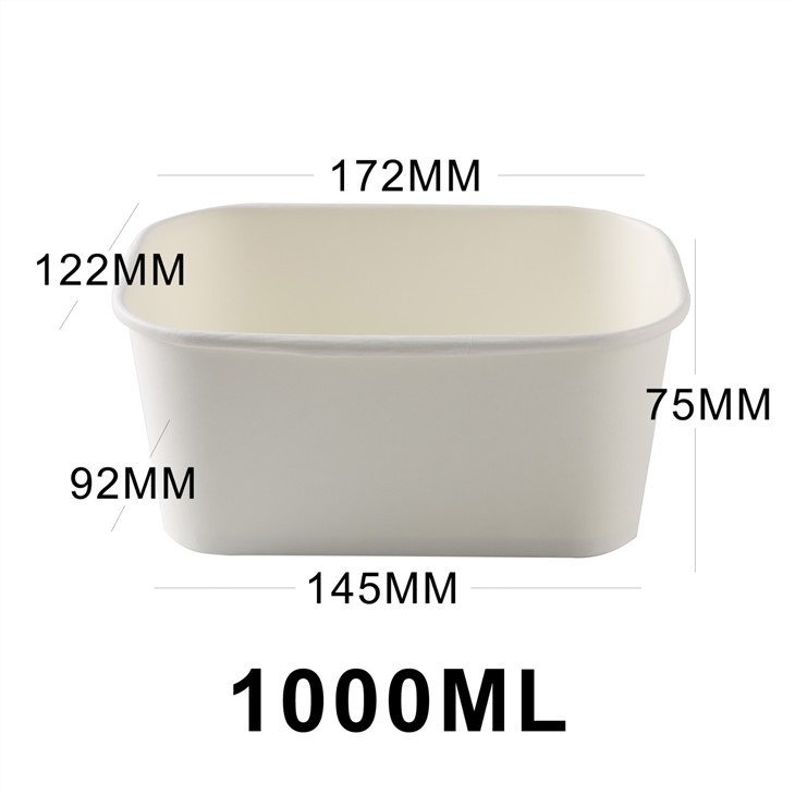 White Rectangle Disposable Paper Salad Bowl
