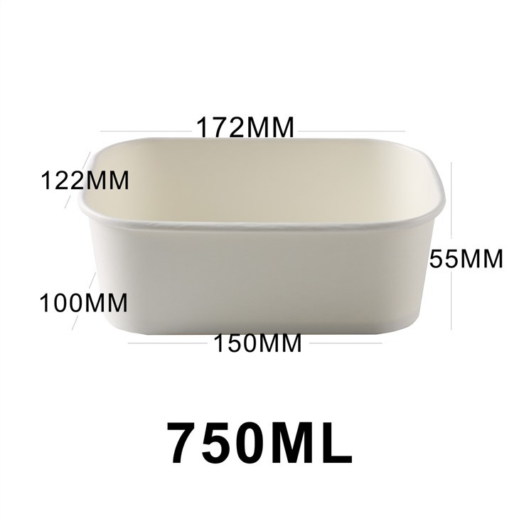 White Rectangle Disposable Paper Salad Bowl